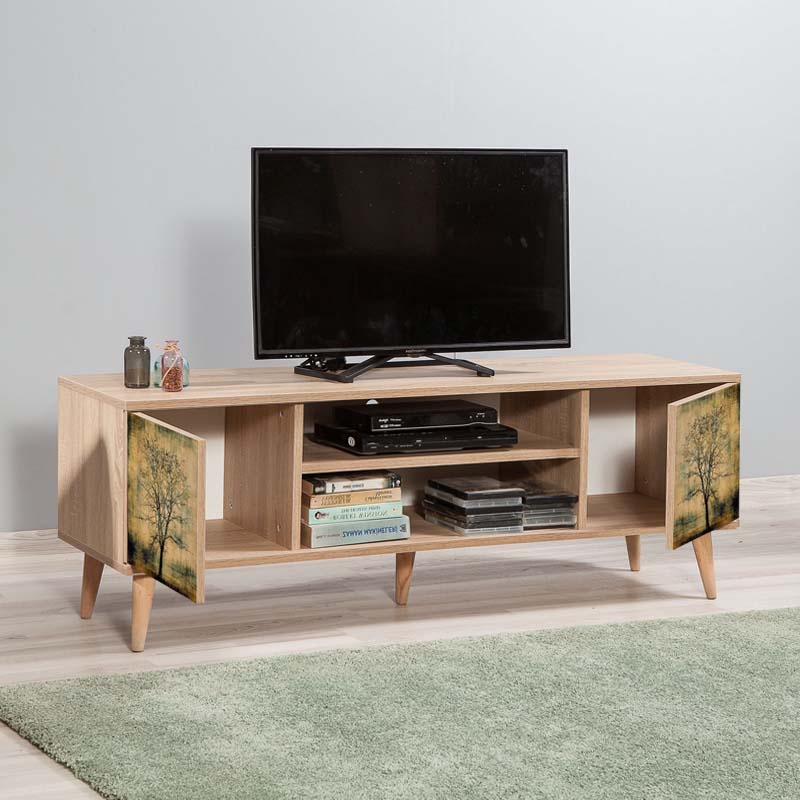 Έπιπλο τηλεόρασης Soho Megapap από μελαμίνη χρώμα sonoma 140x40x50 εκ. Έπιπλο τηλεόρασης Soho Megapap από μελαμίνη χρώμα sonoma 140x40x50 εκ.