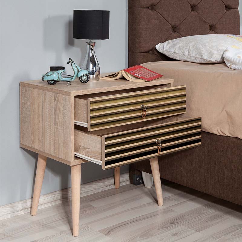 Κομοδίνο Soho Megapap από μελαμίνη χρώμα sonoma 60x40x61εκ. Κομοδίνο Soho Megapap από μελαμίνη χρώμα sonoma 60x40x61εκ.