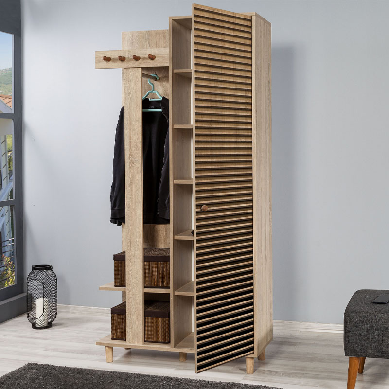 Έπιπλο εισόδου Soho Megapap από μελαμίνη χρώμα sonoma 90x36x194εκ. Έπιπλο εισόδου Soho Megapap από μελαμίνη χρώμα sonoma 90x36x194εκ.