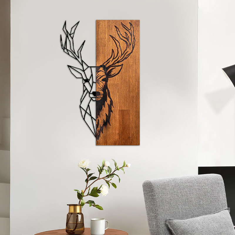 Διακοσμητικό τοίχου Deer Megapap ξύλινο – μεταλλικό χρώμα καρυδί – μαύρο 36x3x58εκ. Διακοσμητικό τοίχου Deer Megapap ξύλινο – μεταλλικό χρώμα καρυδί – μαύρο 36x3x58εκ.