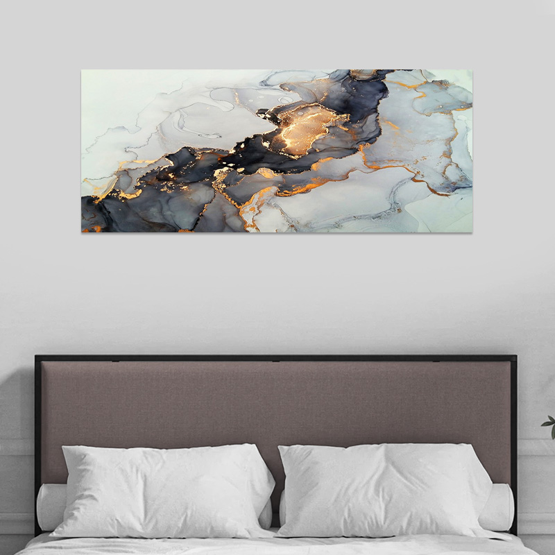 Πίνακας σε καμβά “Abstract Golden Dream” Megapap ψηφιακής εκτύπωσης 120x50x3εκ.