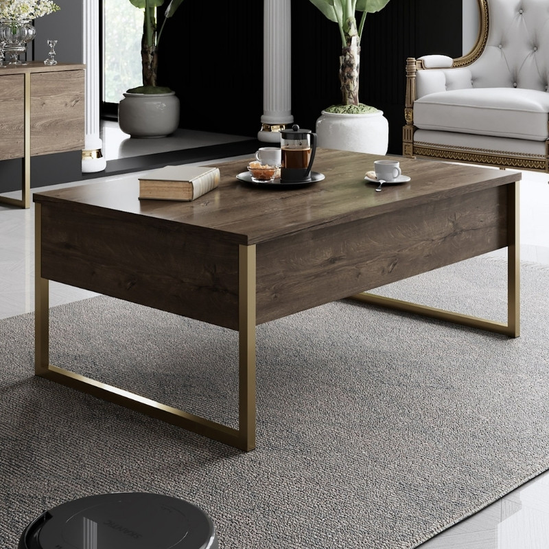 Τραπεζάκι σαλονιού Luxe Megapap χρώμα καρυδί – χρυσό 90x60x40εκ. Τραπεζάκι σαλονιού Luxe Megapap χρώμα καρυδί – χρυσό 90x60x40εκ.