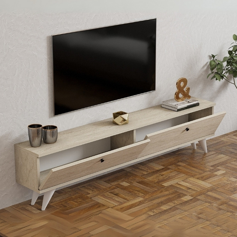 Έπιπλο τηλεόρασης Paris Megapap χρώμα travertine 160x25x35εκ. Έπιπλο τηλεόρασης Paris Megapap χρώμα travertine 160x25x35εκ.
