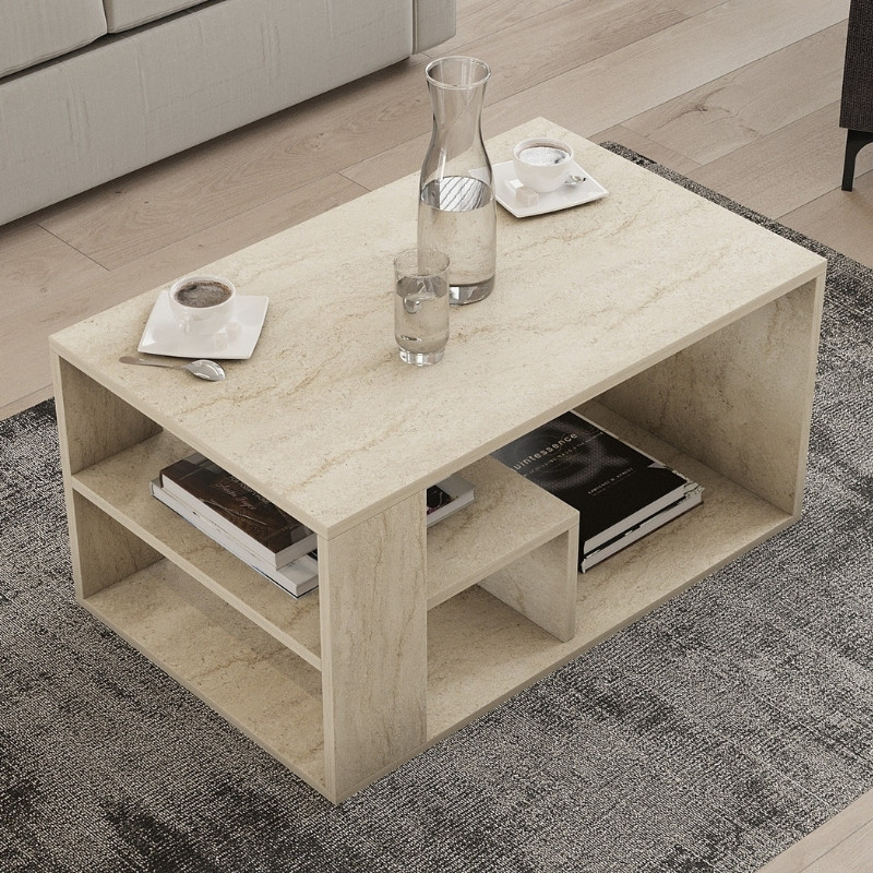 Τραπεζάκι σαλονιού Rodom Megapap χρώμα travertine 80x50x40εκ. Τραπεζάκι σαλονιού Rodom Megapap χρώμα travertine 80x50x40εκ.