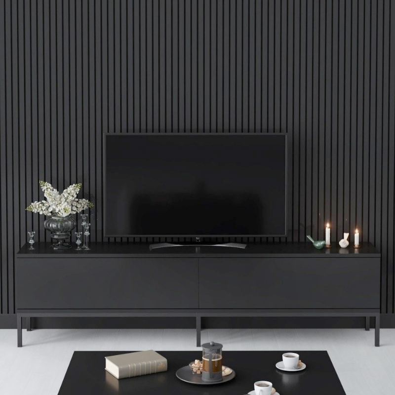 Έπιπλο τηλεόρασης Lord Megapap χρώμα μαύρο 180x30x47εκ. Έπιπλο τηλεόρασης Lord Megapap χρώμα μαύρο 180x30x47εκ.