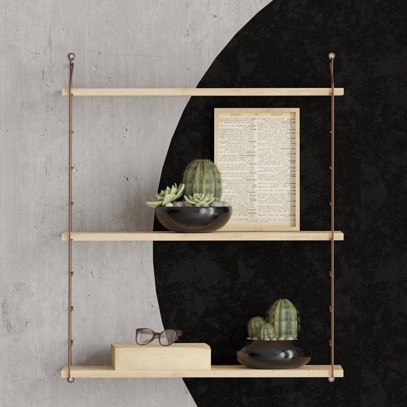 Ραφιέρα τοίχου Armoni Megapap χρώμα sapphire oak - καφέ μέταλλο 72x20x85εκ.