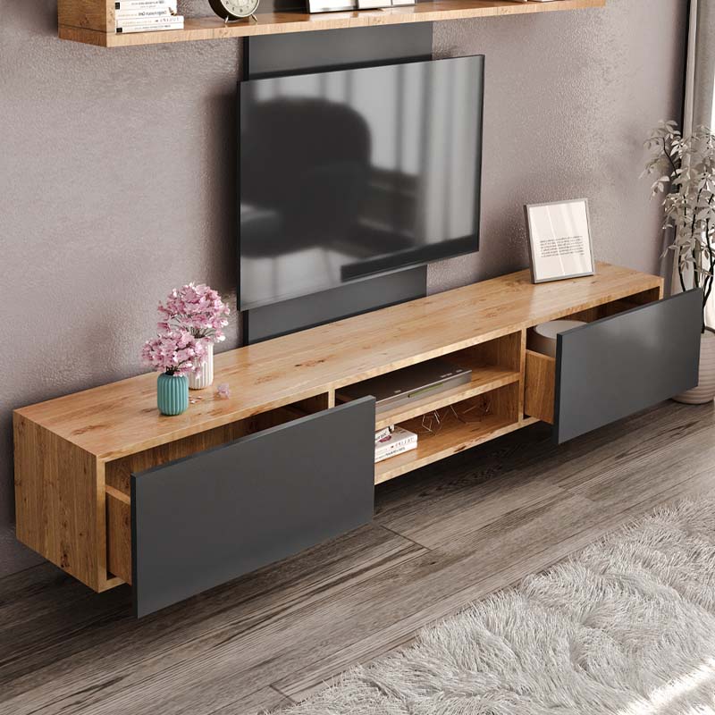 Σύνθεση τηλεόρασης Giacomo Megapap χρώμα sapphire oak – ανθρακί 180x40x45εκ. Σύνθεση τηλεόρασης Giacomo Megapap χρώμα sapphire oak – ανθρακί 180x40x45εκ.