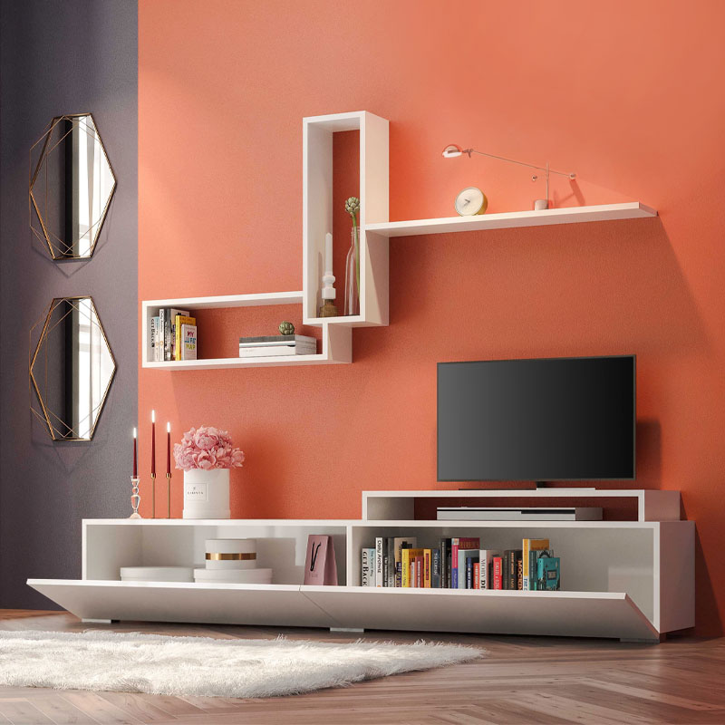 Σύνθεση τηλεόρασης Odessa Megapap χρώμα λευκό 180x37x47εκ. Σύνθεση τηλεόρασης Odessa Megapap χρώμα λευκό 180x37x47εκ.