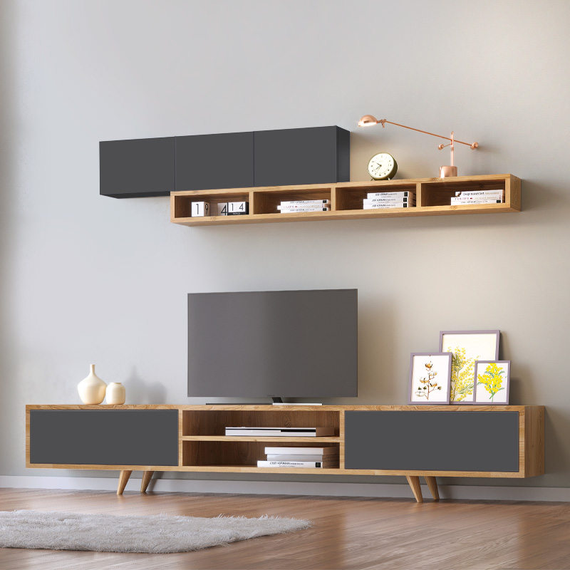 Σύνθεση τηλεόρασης Serine Megapap χρώμα sapphire oak – ανθρακί 170x37x45εκ. Σύνθεση τηλεόρασης Serine Megapap χρώμα sapphire oak – ανθρακί 170x37x45εκ.