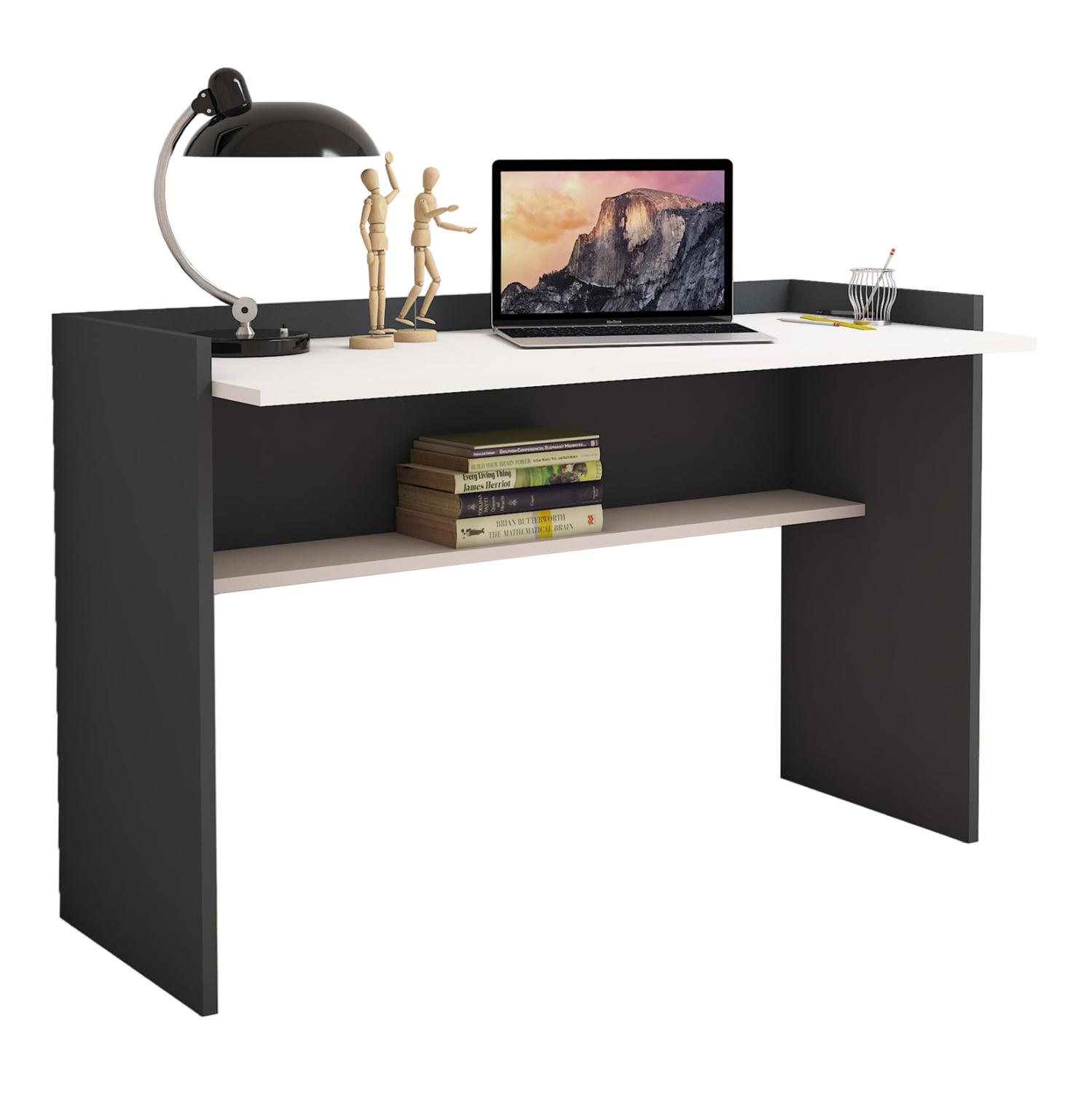 Intrahome ΓΡΑΦΕΙΟ ΜΕΛΑΜΙΝΗΣ ΓΚΡΙ ΛΕΥΚΟ .13 118x58x80Υεκ. intraho-1644087