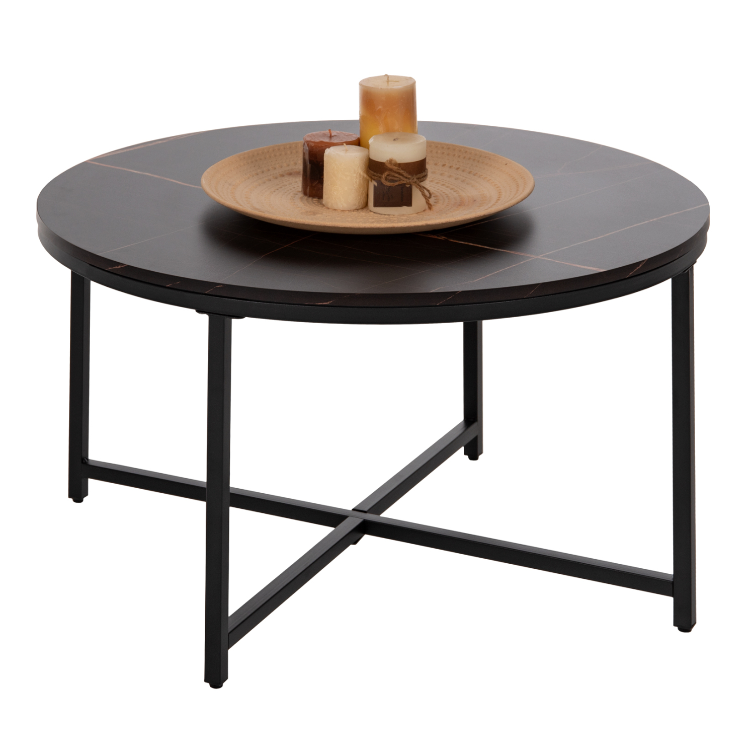 ΤΡΑΠΕΖΙ ΣΑΛΟΝΙΟΥ HM9420.03 BLACK MARBLE ΜΕΛΑΜΙΝΗ-ΜΑΥΡΗ ΜΕΤΑΛΛΙΚΗ ΒΑΣΗ Φ80×48,5Yεκ.