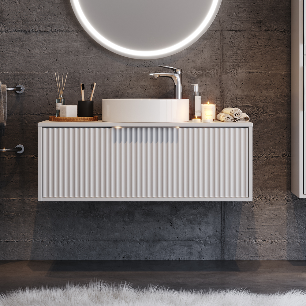 Σετ Έπιπλο Μπάνιου HOLE Λευκό MDF 18mm Λάκα 100 9SHOL100WHM