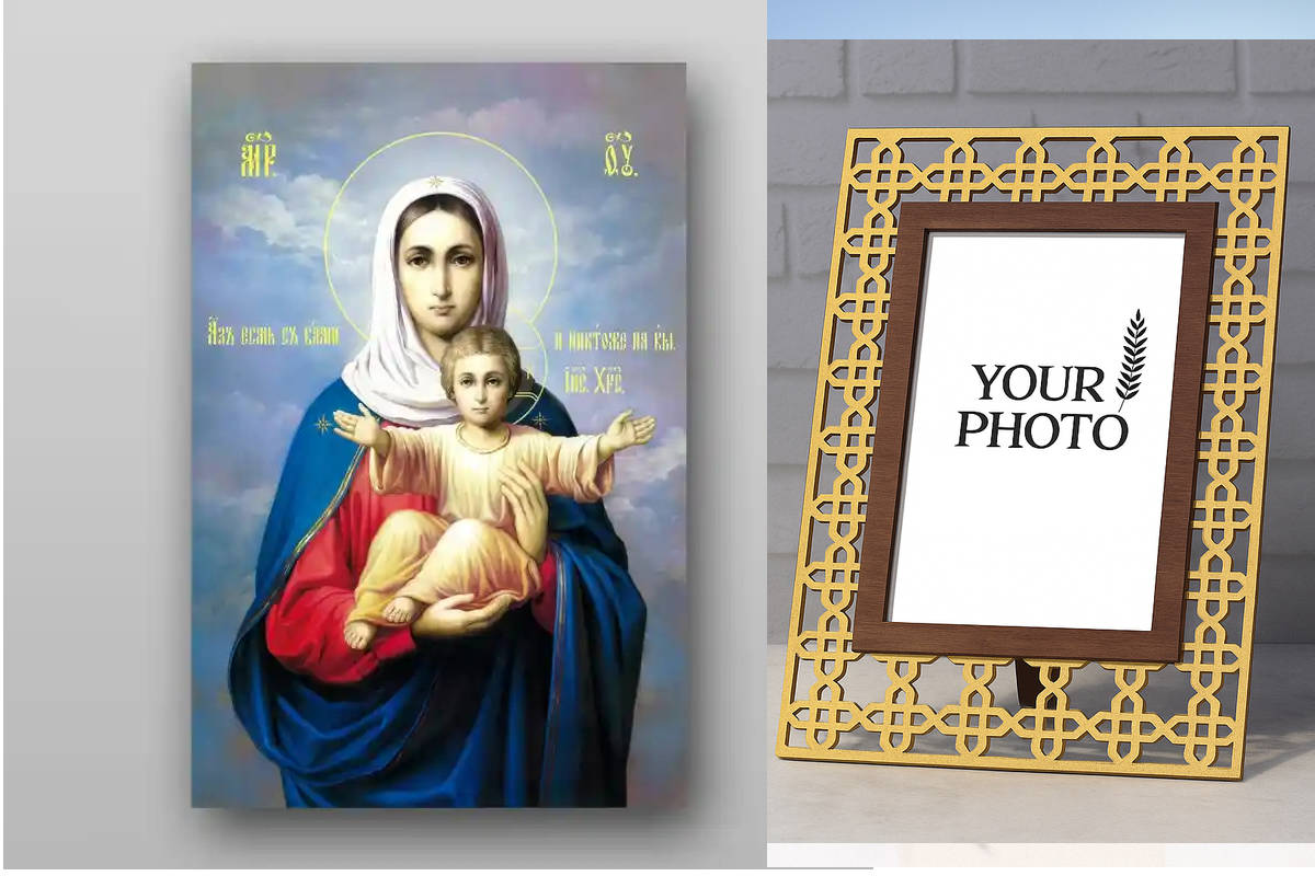 Εικόνα Ορθοδοξίας Πολυτελείας  με  σχεδιο Σταυρούς μαζι με  Βάση σε  8 χρώματα με περίγραμμα χρυσό σε ξύλο Plywood (Πλακάζ)   με  βάση Εικόνα της Θεοτόκου - Χειροποίητη Ελληνορθόδοξη , Κρεμαστή πλάκα βυζαντινής τέχνης, χριστιανική τέχνη Διάσταση 40x30 cm