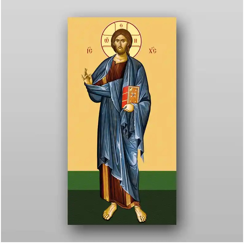 Εικόνα Ορθοδοξίας με περίγραμμα χρυσό σε ξύλο Φλαμουρίας  με  βάση Εικόνα του Ιησού Χριστού - Χειροποίητη Ελληνορθόδοξη , Κρεμαστή πλάκα βυζαντινής τέχνης, χριστιανική τέχνη Διάσταση 10x7 cm (3,9 x 2,8 ίντσες) INTRAEK-7993