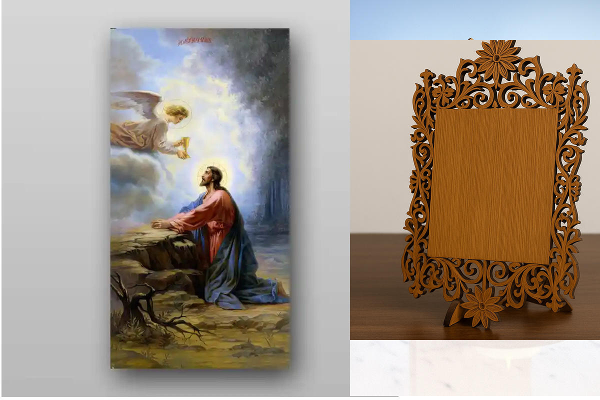 Σετ 2 τεμαχίων – Εικόνα Ορθοδοξίας Δαντέλα μαζι με  Βάση σε  8 χρώματα με περίγραμμα χρυσό σε ξύλο Plywood (Πλακάζ)   με  βάση Προσευχή για το ΔισκοπότηροΧειροποίητη Ελληνορθόδοξη , Κρεμαστή πλάκα βυζαντινής τέχνης, χριστιανική τέχνη Διάσταση 26x20 cm (10