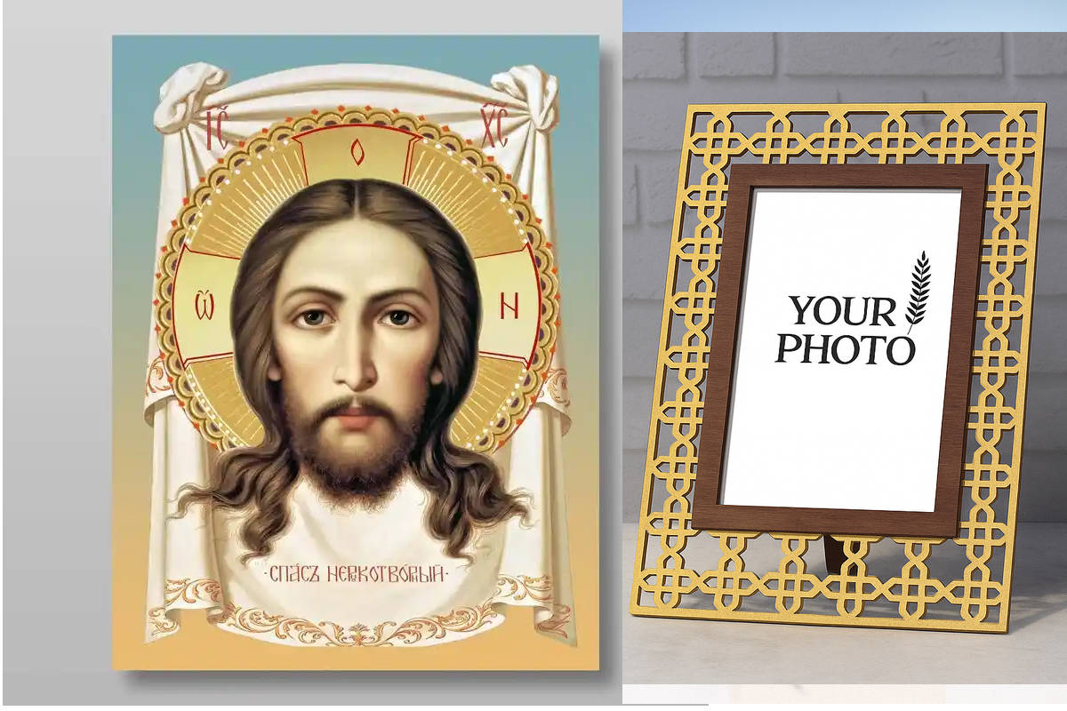 Εικόνα Ορθοδοξίας Πολυτελείας  με  σχεδιο Σταυρούς μαζι με  Βάση σε  8 χρώματα με περίγραμμα χρυσό σε ξύλο Plywood (Πλακάζ)   με  βάση Το Savior Not Made by Hands για Χειροποίητη Ελληνορθόδοξη , Κρεμαστή πλάκα βυζαντινής τέχνης, χριστιανική τέχνη Διάσταση