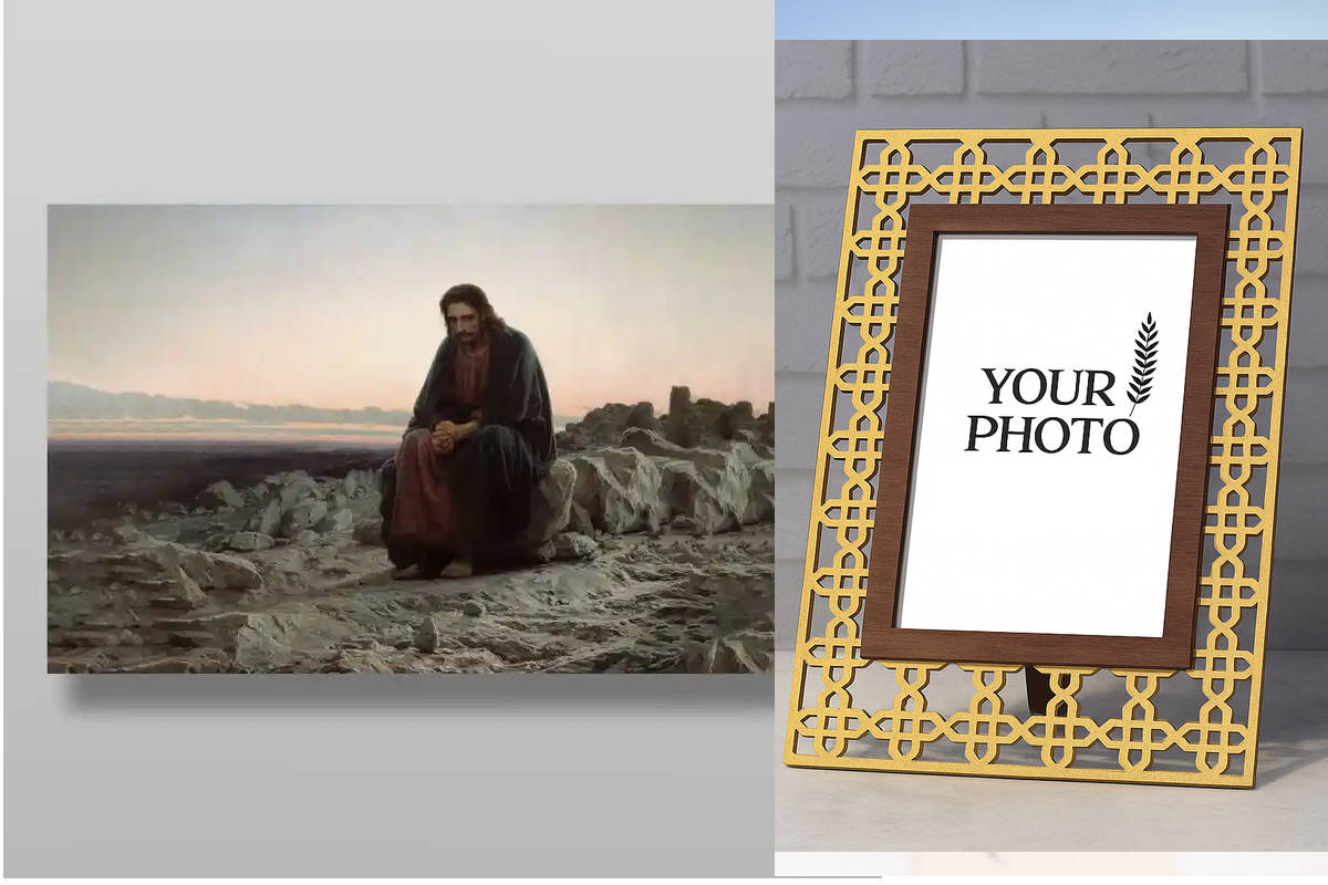 Εικόνα Ορθοδοξίας Πολυτελείας  με  σχεδιο Σταυρούς μαζι με  Βάση σε  8 χρώματα με περίγραμμα χρυσό σε ξύλο Plywood (Πλακάζ)   με  βάση Ο Χριστός στην έρημο Χειροποίητη Ελληνορθόδοξη , Κρεμαστή πλάκα βυζαντινής τέχνης, χριστιανική τέχνη Διάσταση 10x7 cm (3