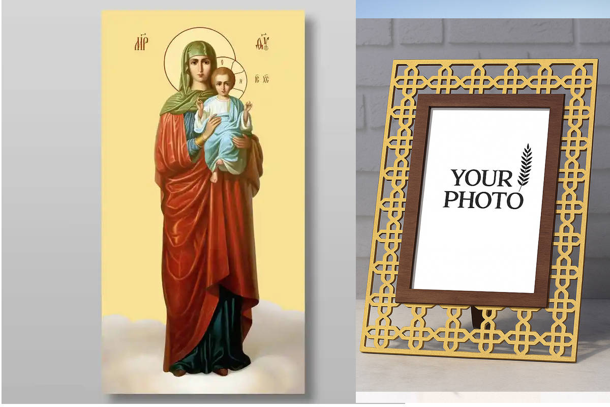 Εικόνα Ορθοδοξίας Πολυτελείας  με  σχεδιο Σταυρούς μαζι με  Βάση σε  8 χρώματα με περίγραμμα χρυσό σε ξύλο Plywood (Πλακάζ)   με  βάση The Mother of God Blessed Heaven Χειροποίητη Ελληνορθόδοξη , Κρεμαστή πλάκα βυζαντινής τέχνης, χριστιανική τέχνη Διάστασ