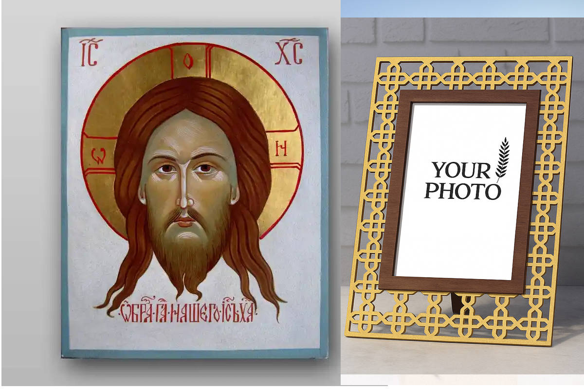 Εικόνα Ορθοδοξίας Πολυτελείας  με  σχεδιο Σταυρούς μαζι με  Βάση σε  8 χρώματα με περίγραμμα χρυσό σε ξύλο Plywood (Πλακάζ)   με  βάση Το Savior Not Made by Hands Χειροποίητη Ελληνορθόδοξη , Κρεμαστή πλάκα βυζαντινής τέχνης, χριστιανική τέχνη Διάσταση 10x