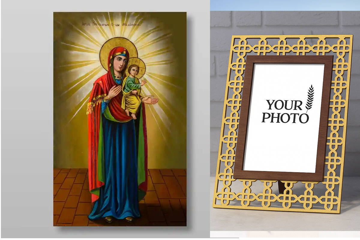 Εικόνα Ορθοδοξίας Πολυτελείας  με  σχεδιο Σταυρούς μαζι με  Βάση σε  8 χρώματα με περίγραμμα χρυσό σε ξύλο Plywood (Πλακάζ)   με  βάση Modena Εικόνα της Μητέρας του Θεού Χειροποίητη Ελληνορθόδοξη , Κρεμαστή πλάκα βυζαντινής τέχνης, χριστιανική τέχνη Διάστ