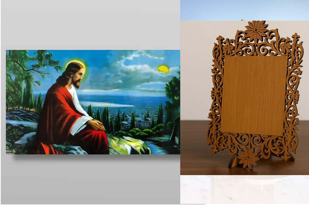 Εικόνα Ορθοδοξίας Δαντέλα μαζι με  Βάση σε  8 χρώματα με περίγραμμα χρυσό σε ξύλο Plywood (Πλακάζ)   με  βάση Ο Ιησούς θρηνεί για την Ιερουσαλήμ Χειροποίητη Ελληνορθόδοξη , Κρεμαστή πλάκα βυζαντινής τέχνης, χριστιανική τέχνη Διάσταση 40x30 cm (15,8 x 11,8