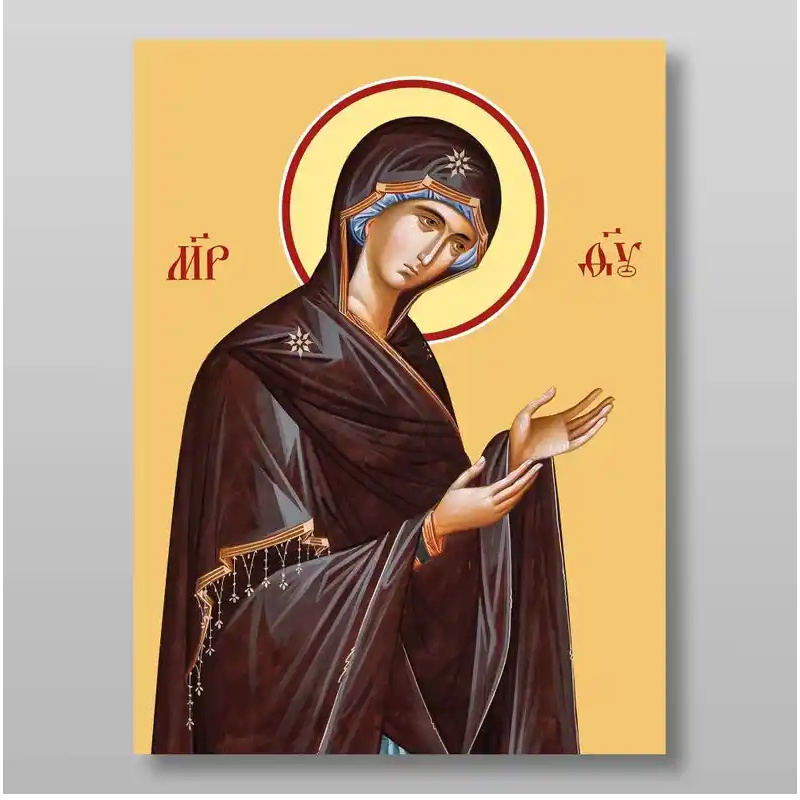 Εικόνα Ορθοδοξίας με περίγραμμα χρυσό σε ξύλο Φλαμουρίας  με  βάση Εικόνα της Θεοτόκου Χειροποίητη Ελληνορθόδοξη , Κρεμαστή πλάκα βυζαντινής τέχνης, χριστιανική τέχνη Διάσταση 10x7 cm (3,9 x 2,8 ίντσες) INTRAEK-71134