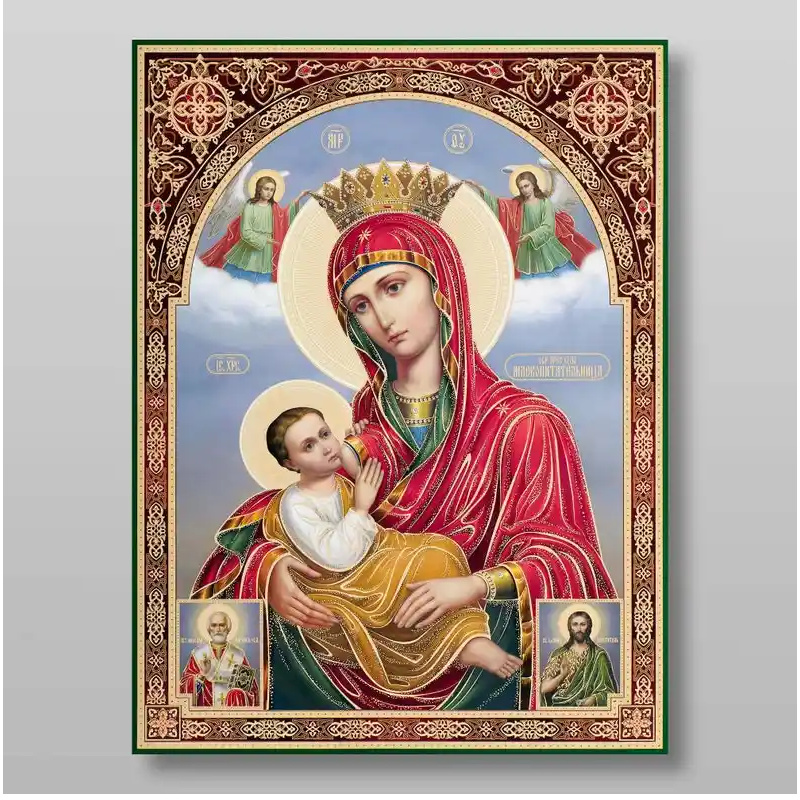 Εικόνα Ορθοδοξίας με περίγραμμα χρυσό σε ξύλο Φλαμουρίας  με  βάση Θηλαστικό εικονίδιο της Μητέρας του Θεού Χειροποίητη Ελληνορθόδοξη , Κρεμαστή πλάκα βυζαντινής τέχνης, χριστιανική τέχνη Διάσταση 10x7 cm (3,9 x 2,8 ίντσες) INTRAEK-71237