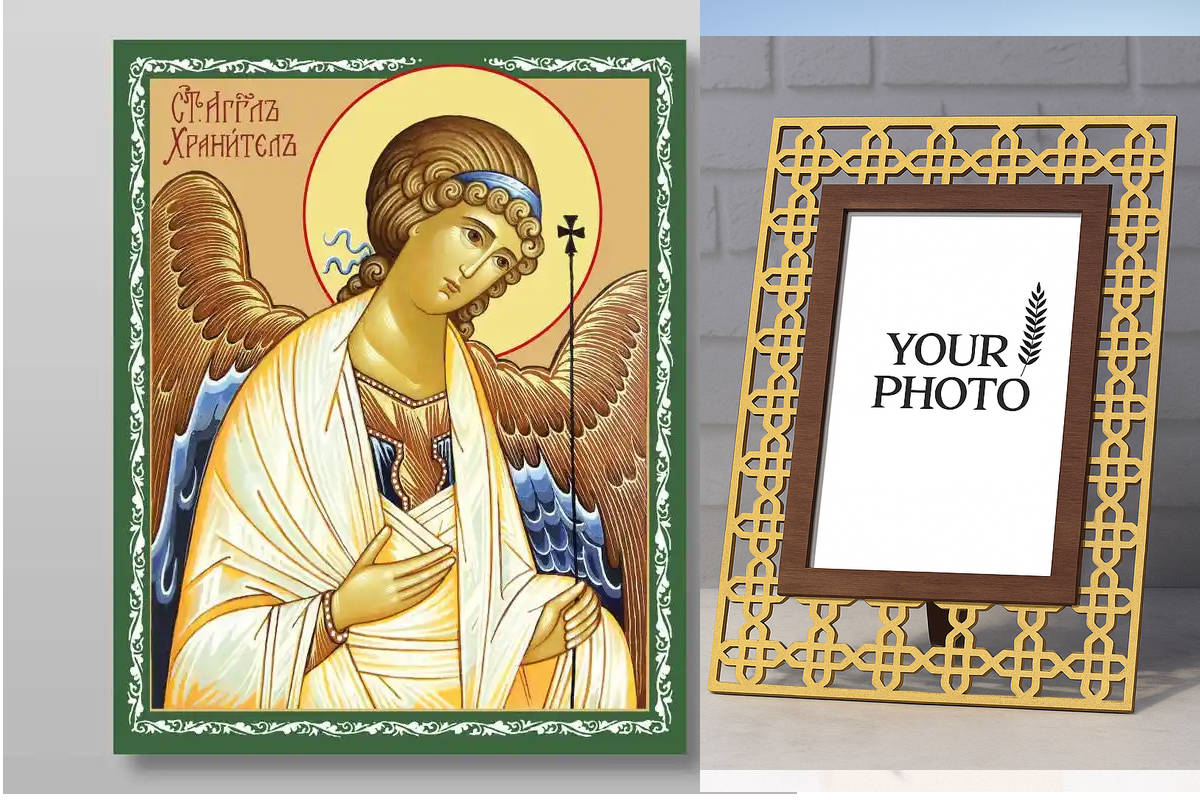 Εικόνα Ορθοδοξίας Πολυτελείας  με  σχεδιο Σταυρούς μαζι με  Βάση σε  8 χρώματα με περίγραμμα χρυσό σε ξύλο Plywood (Πλακάζ)   με  βάση Guardian Angel Χειροποίητη Ελληνορθόδοξη , Κρεμαστή πλάκα βυζαντινής τέχνης, χριστιανική τέχνη Διάσταση 10x7 cm (3,9 x 2