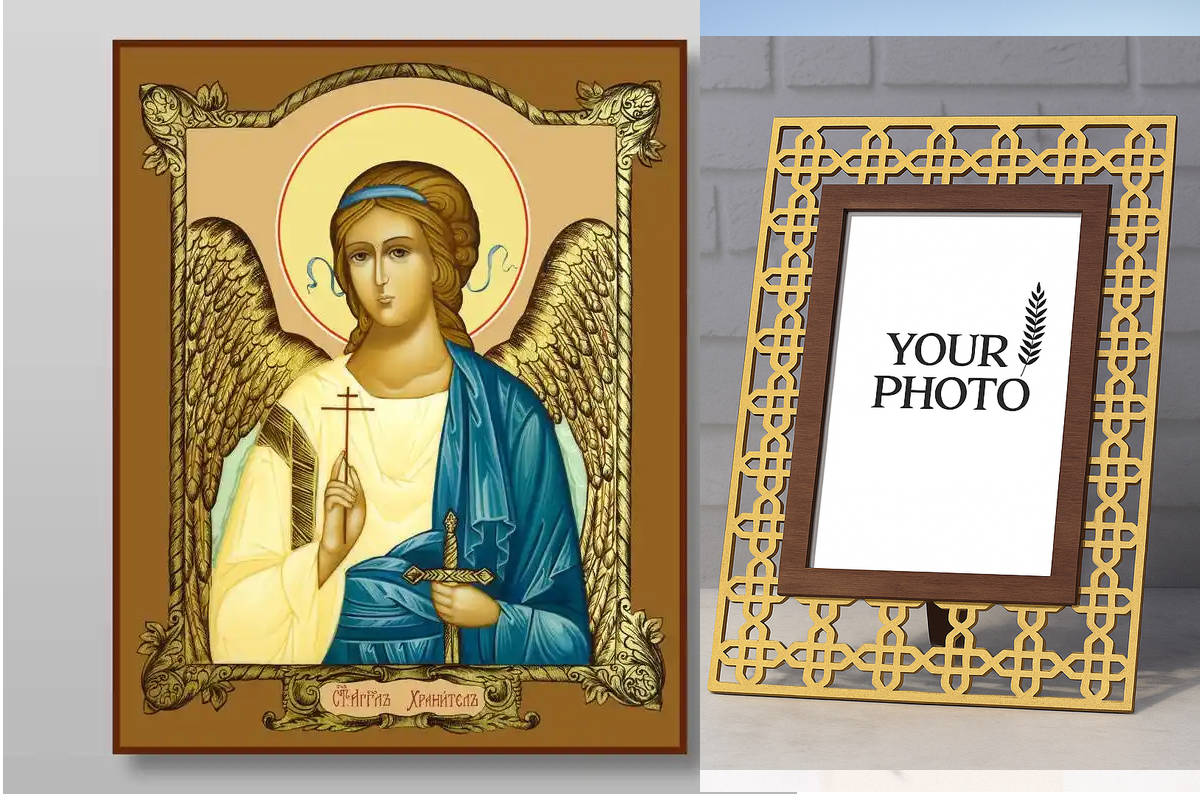 Εικόνα Ορθοδοξίας Πολυτελείας  με  σχεδιο Σταυρούς μαζι με  Βάση σε  8 χρώματα με περίγραμμα χρυσό σε ξύλο Plywood (Πλακάζ)   με  βάση Guardian Angel Χειροποίητη Ελληνορθόδοξη , Κρεμαστή πλάκα βυζαντινής τέχνης, χριστιανική τέχνη Διάσταση 10x7 cm (3,9 x 2