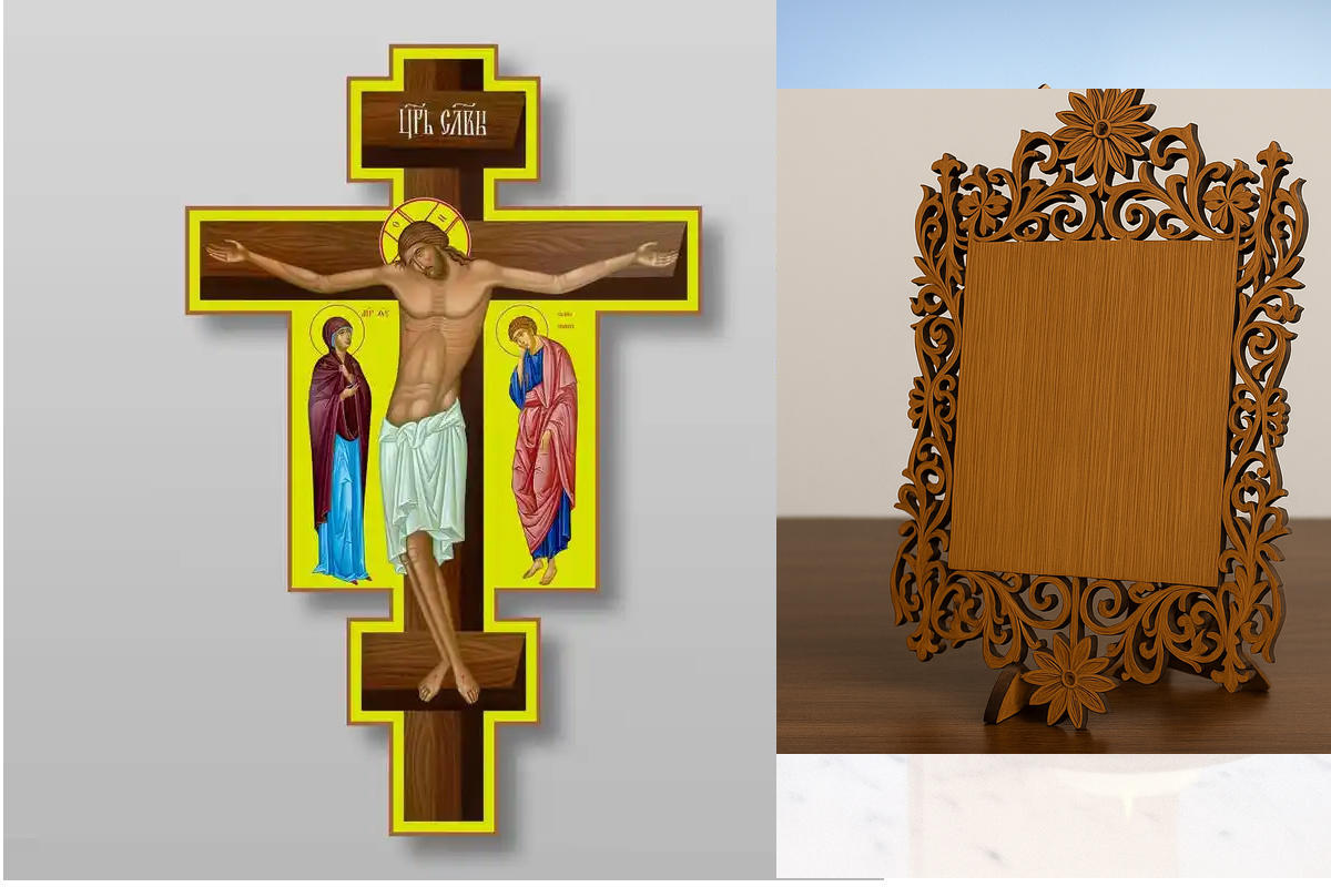 Εικόνα Ορθοδοξίας Δαντέλα μαζι με  Βάση σε  8 χρώματα με περίγραμμα χρυσό σε ξύλο Plywood (Πλακάζ)   με  βάση Γολγοθά, Σταυρός, Σταυρός, Χειροποίητη Ελληνορθόδοξη , Κρεμαστή πλάκα βυζαντινής τέχνης, χριστιανική τέχνη Διάσταση 40x30 cm (15,8 x 11,8 ίντσες)