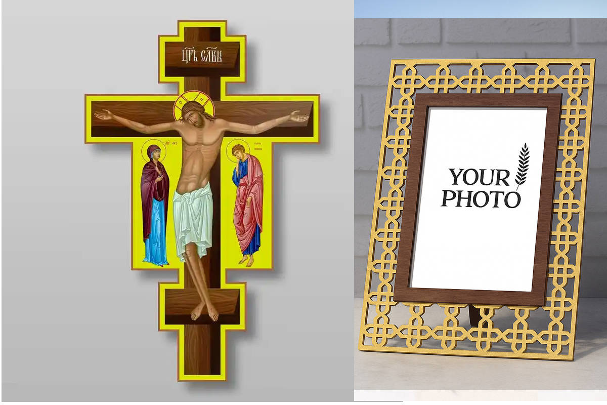 Εικόνα Ορθοδοξίας Πολυτελείας  με  σχεδιο Σταυρούς μαζι με  Βάση σε  8 χρώματα με περίγραμμα χρυσό σε ξύλο Plywood (Πλακάζ)   με  βάση Γολγοθά, Σταυρός, Σταυρός, Χειροποίητη Ελληνορθόδοξη , Κρεμαστή πλάκα βυζαντινής τέχνης, χριστιανική τέχνη Διάσταση 10x7