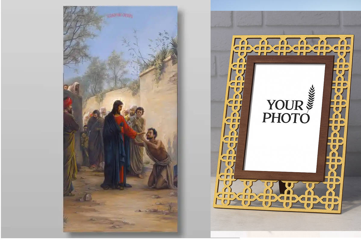 Εικόνα Ορθοδοξίας Πολυτελείας  με  σχεδιο Σταυρούς μαζι με  Βάση σε  8 χρώματα με περίγραμμα χρυσό σε ξύλο Plywood (Πλακάζ)   με  βάση Healing the Blind Χειροποίητη Ελληνορθόδοξη , Κρεμαστή πλάκα βυζαντινής τέχνης, χριστιανική τέχνη Διάσταση 40x30 cm (15,