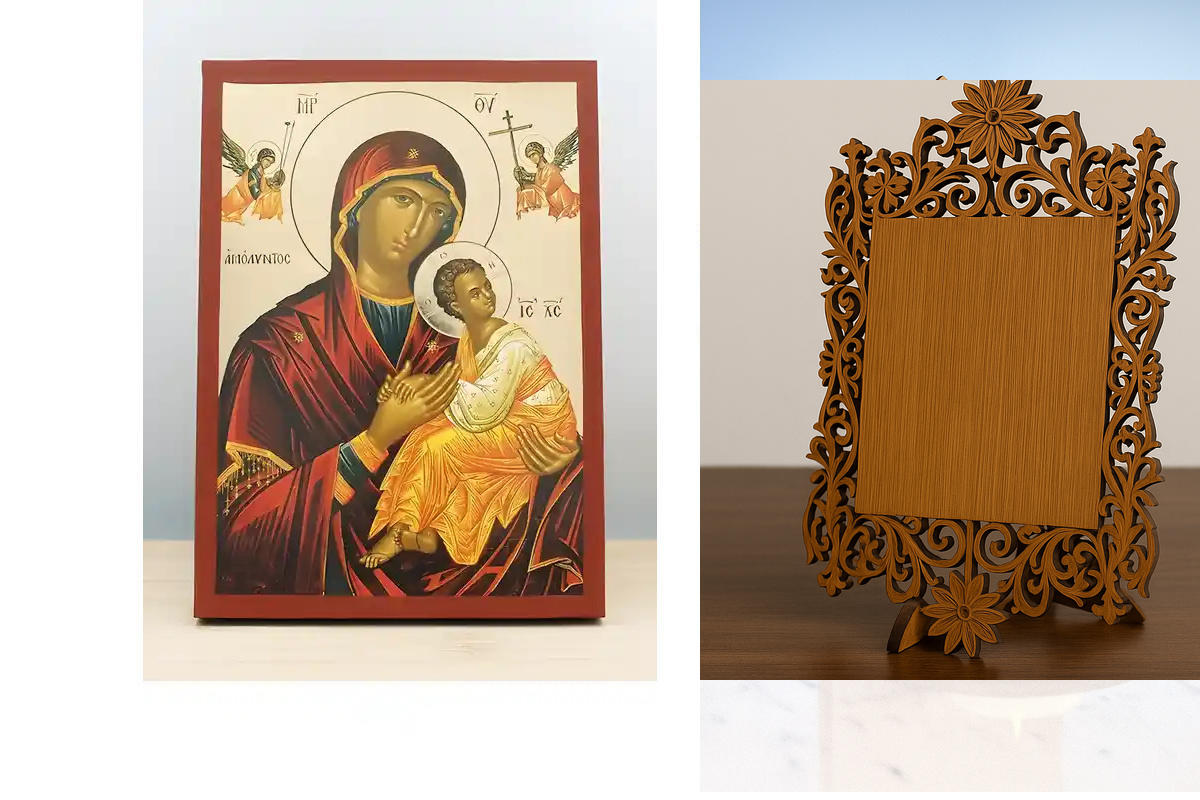 Εικόνα Ορθοδοξίας Δαντέλα μαζι με  Βάση σε  8 χρώματα με περίγραμμα χρυσό σε ξύλο Plywood (Πλακάζ)   με  βάση Παναγία η Αγνή «Αμόλυντος» με τον Ιησού, Ξύλινη Χειροποίητη Εικόνα με Αλουμινόχαρτο Ελληνικού Βυζαντινού Στυλ επιτοίχιας υψηλής ποιότητας Χειροπο