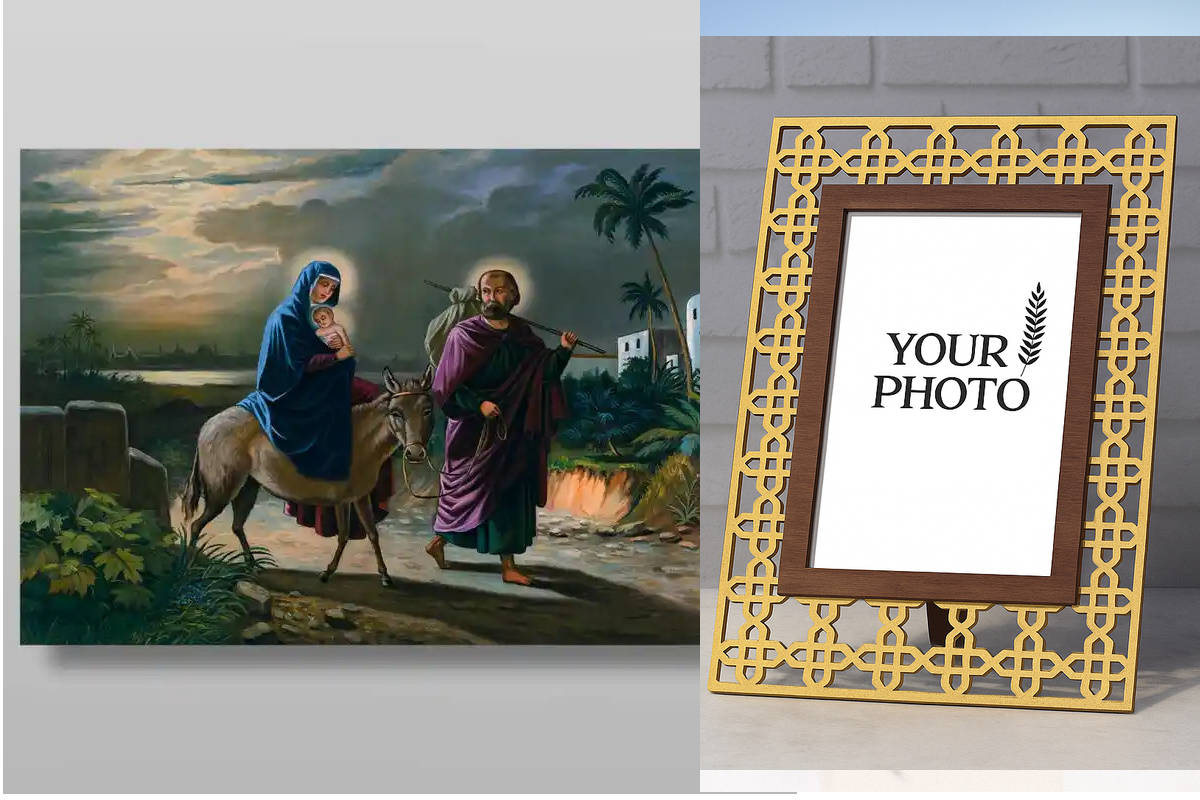 Εικόνα Ορθοδοξίας Πολυτελείας  με  σχεδιο Σταυρούς μαζι με  Βάση σε  8 χρώματα με περίγραμμα χρυσό σε ξύλο Plywood (Πλακάζ)   με  βάση Πτήση για Αίγυπτο Χειροποίητη Ελληνορθόδοξη , Κρεμαστή πλάκα βυζαντινής τέχνης, χριστιανική τέχνη Διάσταση 40x30 cm (15,