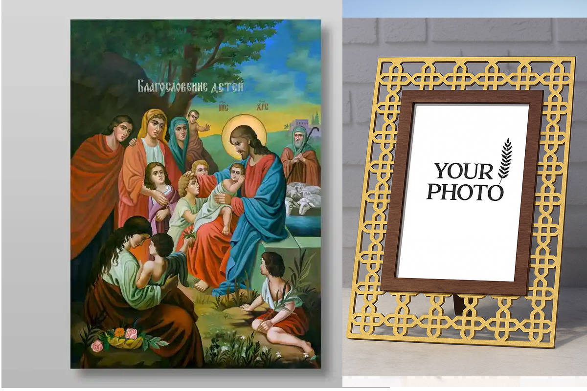 Εικόνα Ορθοδοξίας Πολυτελείας  με  σχεδιο Σταυρούς μαζι με  Βάση σε  8 χρώματα με περίγραμμα χρυσό σε ξύλο Plywood (Πλακάζ)   με  βάση Ευλογία Παίδων Χειροποίητη Ελληνορθόδοξη , Κρεμαστή πλάκα βυζαντινής τέχνης, χριστιανική τέχνη Διάσταση 40x30 cm (15,8 x