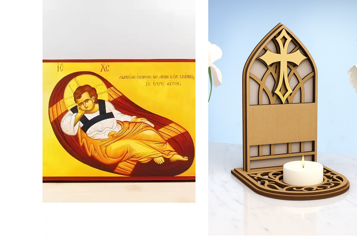 Εικόνα Ορθοδοξίας Καντηλάκι σε  8 χρώματα με περίγραμμα χρυσό σε ξύλο Plywood (Πλακάζ)   με  βάση Jesus Christ Anapeson - Christ's Unsleeping Eye, Ξύλινη Χειροποίητη Εικόνα Ελληνική Premium Βυζαντινού Στυλ τοίχου Κρεμασμένη σε ξύλινη πλάκα Θρησκευτικό Χει