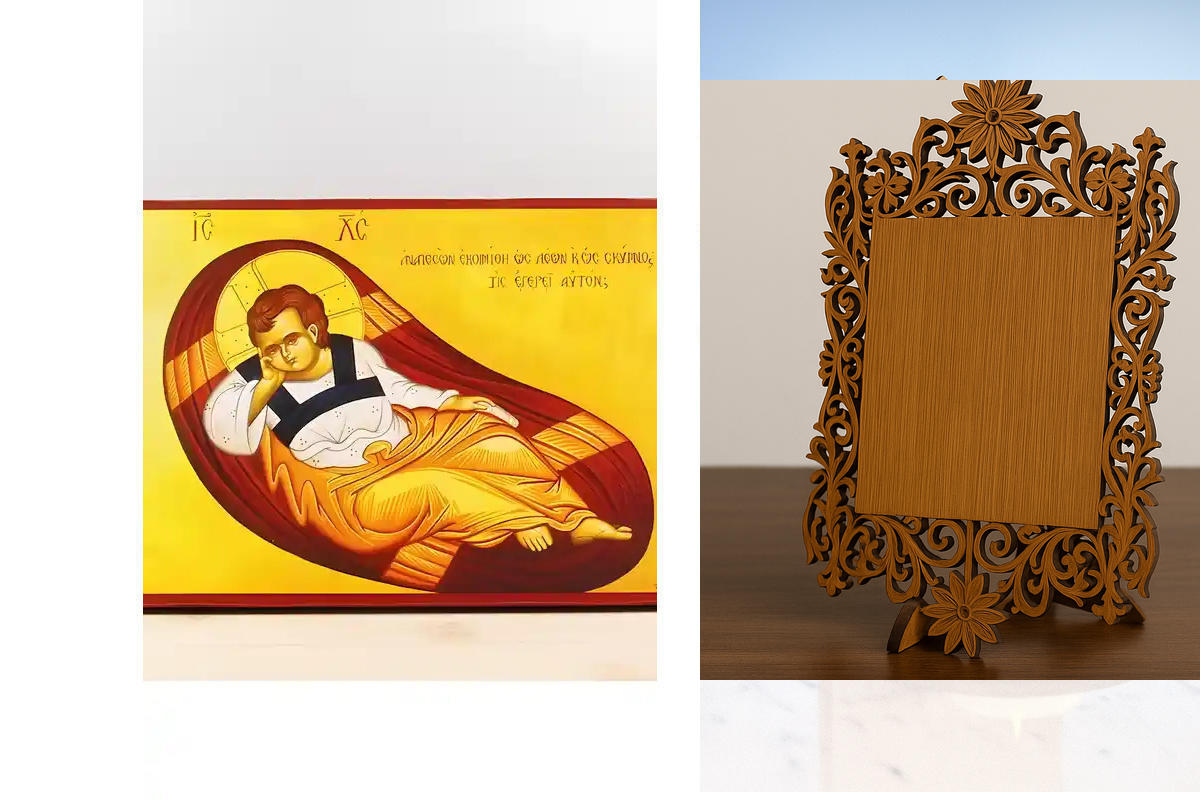 Εικόνα Ορθοδοξίας Δαντέλα μαζι με  Βάση σε  8 χρώματα με περίγραμμα χρυσό σε ξύλο Plywood (Πλακάζ)   με  βάση Jesus Christ Anapeson - Christ's Unsleeping Eye, Ξύλινη Χειροποίητη Εικόνα Ελληνική Premium Βυζαντινού Στυλ τοίχου Κρεμασμένη σε ξύλινη πλάκα Θρη