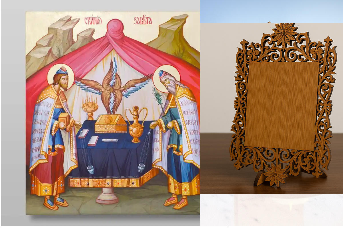 Εικόνα Ορθοδοξίας Δαντέλα μαζι με  Βάση σε  8 χρώματα με περίγραμμα χρυσό σε ξύλο Plywood (Πλακάζ)   με  βάση Το Tabernacle of the Covenant για  ορθόδοξων πινάκων.Χειροποίητη Ελληνορθόδοξη , Κρεμαστή πλάκα βυζαντινής τέχνης, χριστιανική τέχνη Διάσταση 10x
