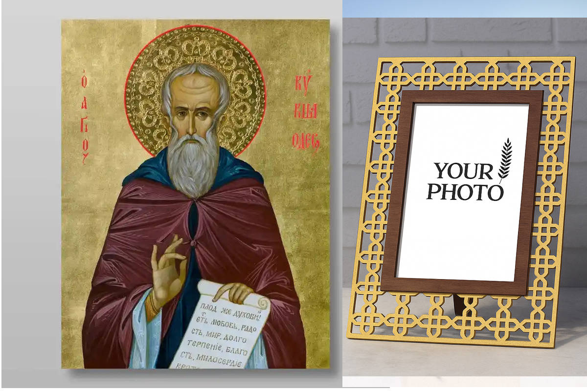 Εικόνα Ορθοδοξίας Πολυτελείας  με  σχεδιο Σταυρούς μαζι με  Βάση σε  8 χρώματα με περίγραμμα χρυσό σε ξύλο Plywood (Πλακάζ)   με  βάση Kuksha Odessky Reverend, Χειροποίητη Ελληνορθόδοξη , Κρεμαστή πλάκα βυζαντινής τέχνης, χριστιανική τέχνη Διάσταση 10x7 c