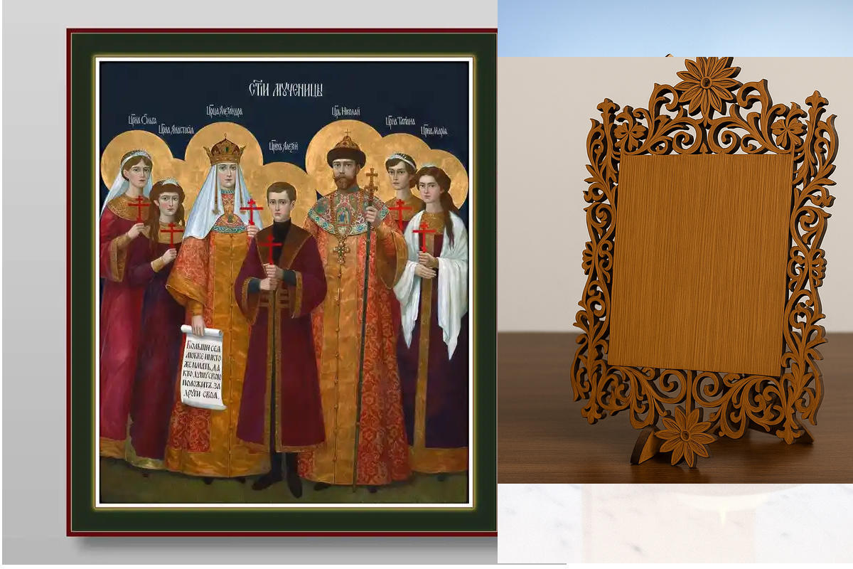 Εικόνα Ορθοδοξίας Δαντέλα μαζι με  Βάση σε  8 χρώματα με περίγραμμα χρυσό σε ξύλο Plywood (Πλακάζ)   με  βάση Βασιλομάρτυρες, Χειροποίητη Ελληνορθόδοξη , Κρεμαστή πλάκα βυζαντινής τέχνης, χριστιανική τέχνη Διάσταση 50x40 cm (19,7 x 15,8 ίντσες) INTRAEKkad