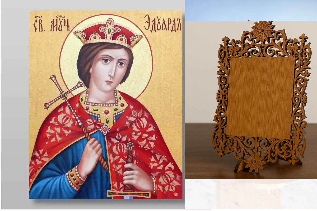 Σετ 2 τεμαχίων – Εικόνα Ορθοδοξίας Δαντέλα μαζι με  Βάση σε  8 χρώματα με περίγραμμα χρυσό σε ξύλο Plywood (Πλακάζ)   με  βάση Eduard Martyr, Χειροποίητη Ελληνορθόδοξη , Κρεμαστή πλάκα βυζαντινής τέχνης, χριστιανική τέχνη Διάσταση 26x20 cm (10,2 x 7,9 ίντ