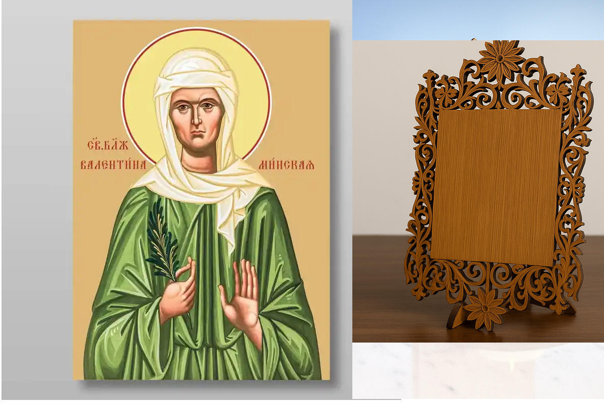 Σετ 2 τεμαχίων – Εικόνα Ορθοδοξίας Δαντέλα μαζι με  Βάση σε  8 χρώματα με περίγραμμα χρυσό σε ξύλο Plywood (Πλακάζ)   με  βάση Valentina Minskaya δίκαιη, Χειροποίητη Ελληνορθόδοξη , Κρεμαστή πλάκα βυζαντινής τέχνης, χριστιανική τέχνη Διάσταση 26x20 cm (10