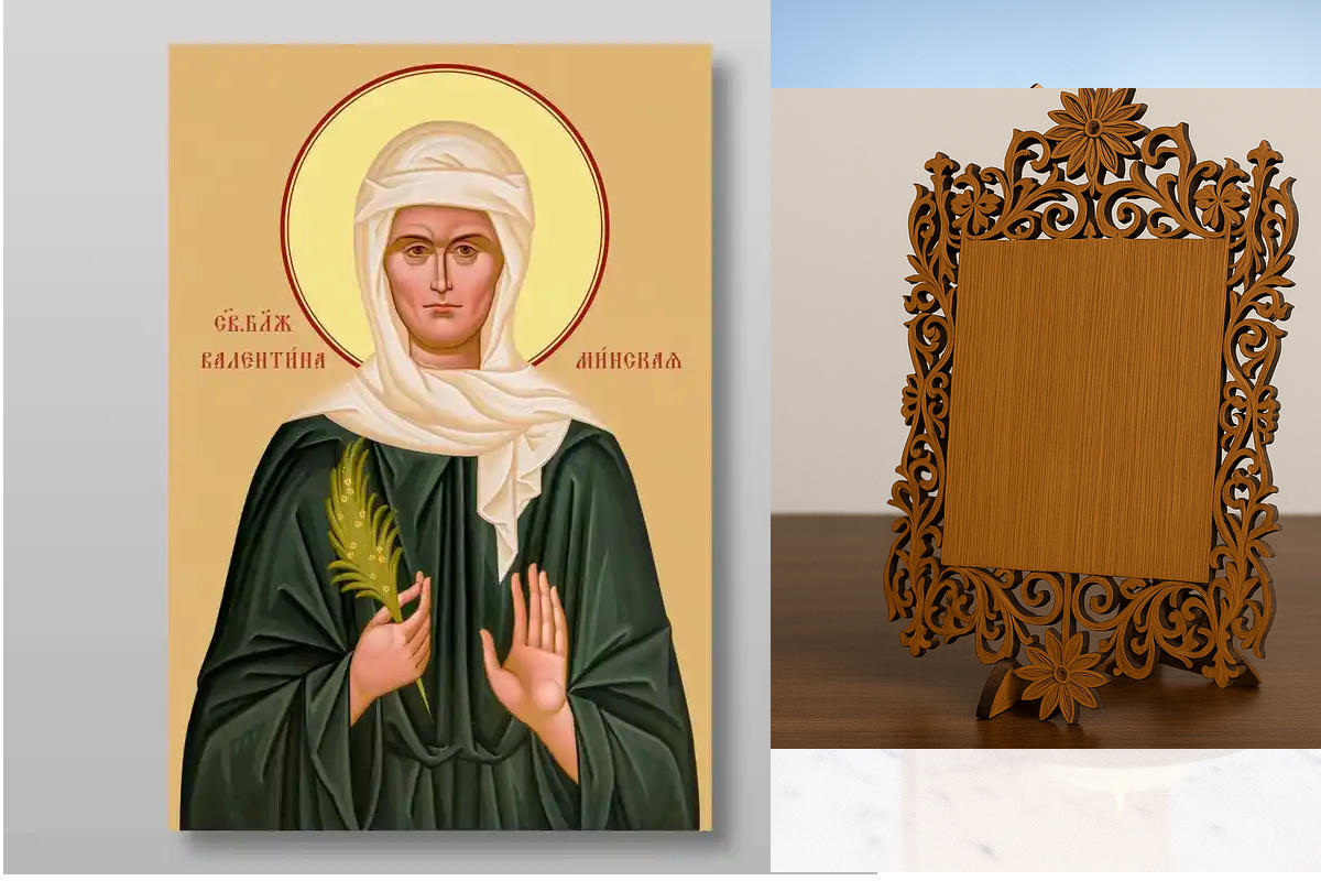 Εικόνα Ορθοδοξίας Δαντέλα μαζι με  Βάση σε  8 χρώματα με περίγραμμα χρυσό σε ξύλο Plywood (Πλακάζ)   με  βάση Valentina Minskaya δίκαιη, Χειροποίητη Ελληνορθόδοξη , Κρεμαστή πλάκα βυζαντινής τέχνης, χριστιανική τέχνη Διάσταση 10x7 cm (3,9 x 2,8 ίντσες) IN