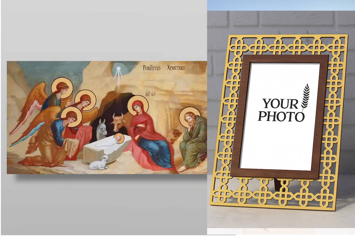 Εικόνα Ορθοδοξίας Πολυτελείας  με  σχεδιο Σταυρούς μαζι με  Βάση σε  8 χρώματα με περίγραμμα χρυσό σε ξύλο Plywood (Πλακάζ)   με  βάση Γέννηση του Ιησού Χριστού, Χειροποίητη Ελληνορθόδοξη , Κρεμαστή πλάκα βυζαντινής τέχνης, χριστιανική τέχνη Διάσταση 10x7