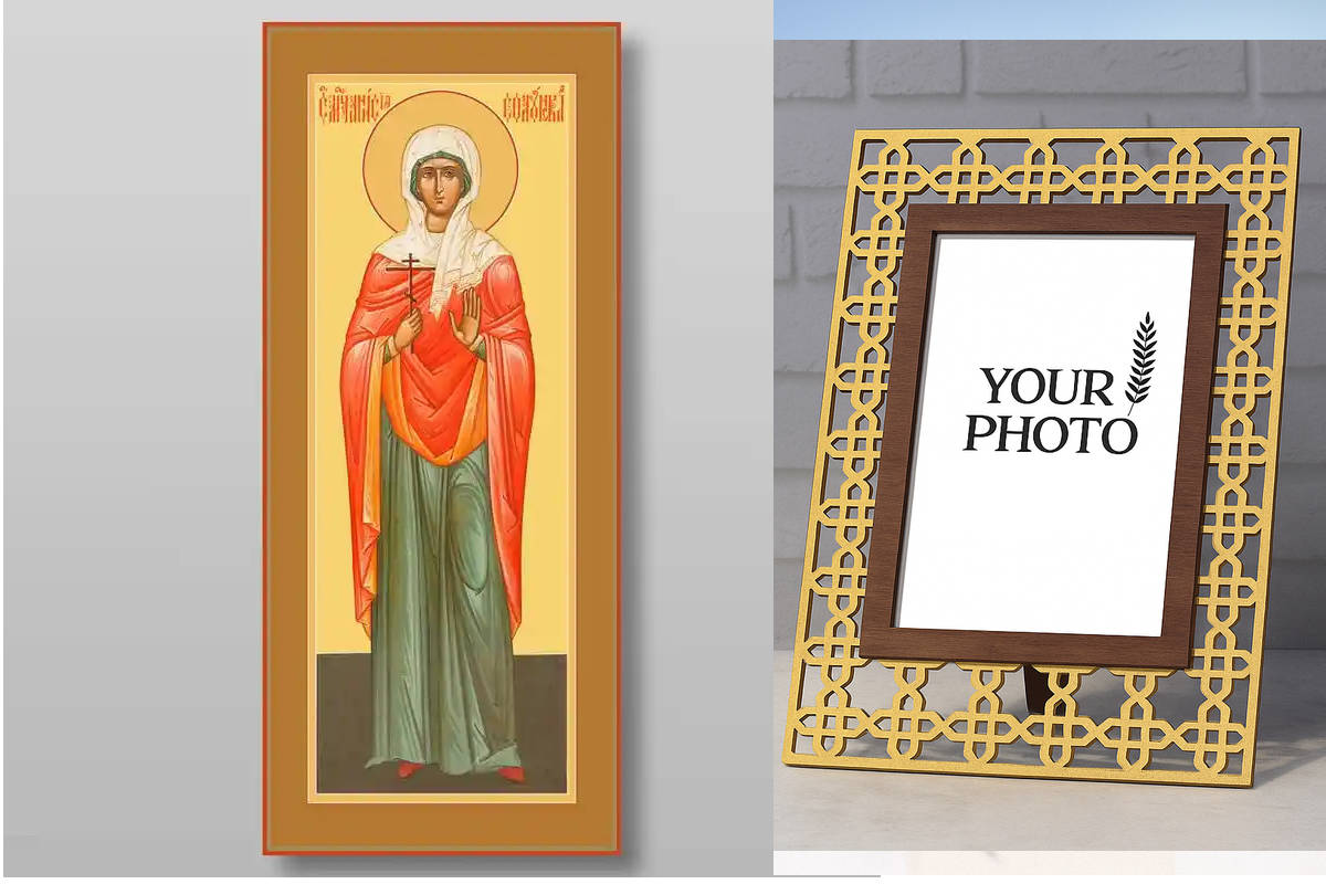 Εικόνα Ορθοδοξίας Πολυτελείας  με  σχεδιο Σταυρούς μαζι με  Βάση σε  8 χρώματα με περίγραμμα χρυσό σε ξύλο Plywood (Πλακάζ)   με  βάση Ανισία της Θεσσαλονίκης μάρτυρα, Χειροποίητη Ελληνορθόδοξη , Κρεμαστή πλάκα βυζαντινής τέχνης, χριστιανική τέχνη Διάστασ