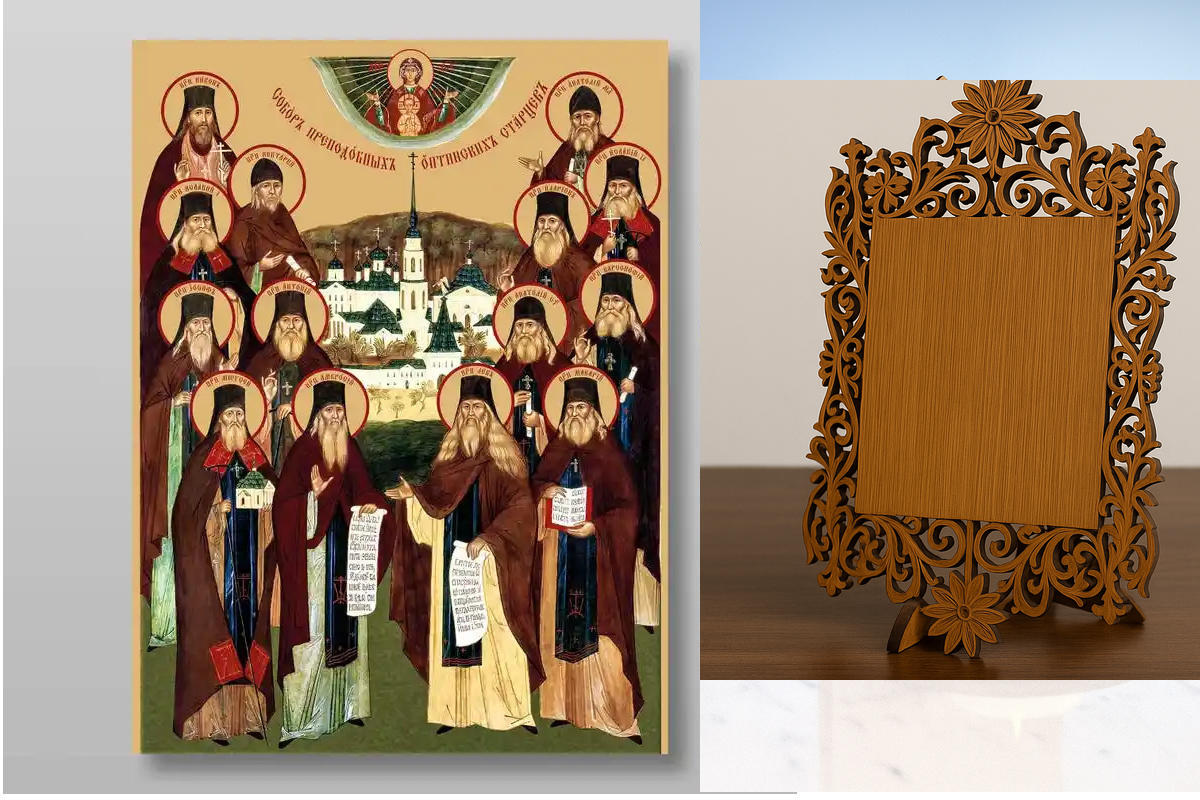 Σετ 2 τεμαχίων – Εικόνα Ορθοδοξίας Δαντέλα μαζι με  Βάση σε  8 χρώματα με περίγραμμα χρυσό σε ξύλο Plywood (Πλακάζ)   με  βάση Συλλογή Optina Elders, Χειροποίητη Ελληνορθόδοξη , Κρεμαστή πλάκα βυζαντινής τέχνης, χριστιανική τέχνη Διάσταση 21x15 cm (8,3 x