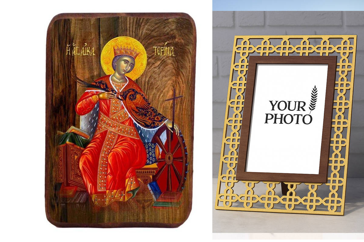 Εικόνα Ορθοδοξίας Πολυτελείας  με  σχεδιο Σταυρούς μαζι με  Βάση σε  8 χρώματα με περίγραμμα χρυσό σε ξύλο Plywood (Πλακάζ)   με  βάση Μπομπονιέρα Βάπτισης Αγίας Αικατερίνης Σετ 20 τεμαχίων, Εικόνα Βάπτισης, Χειροποίητη Βυζαντινή εικόνα Bomboniera 9x6cm,