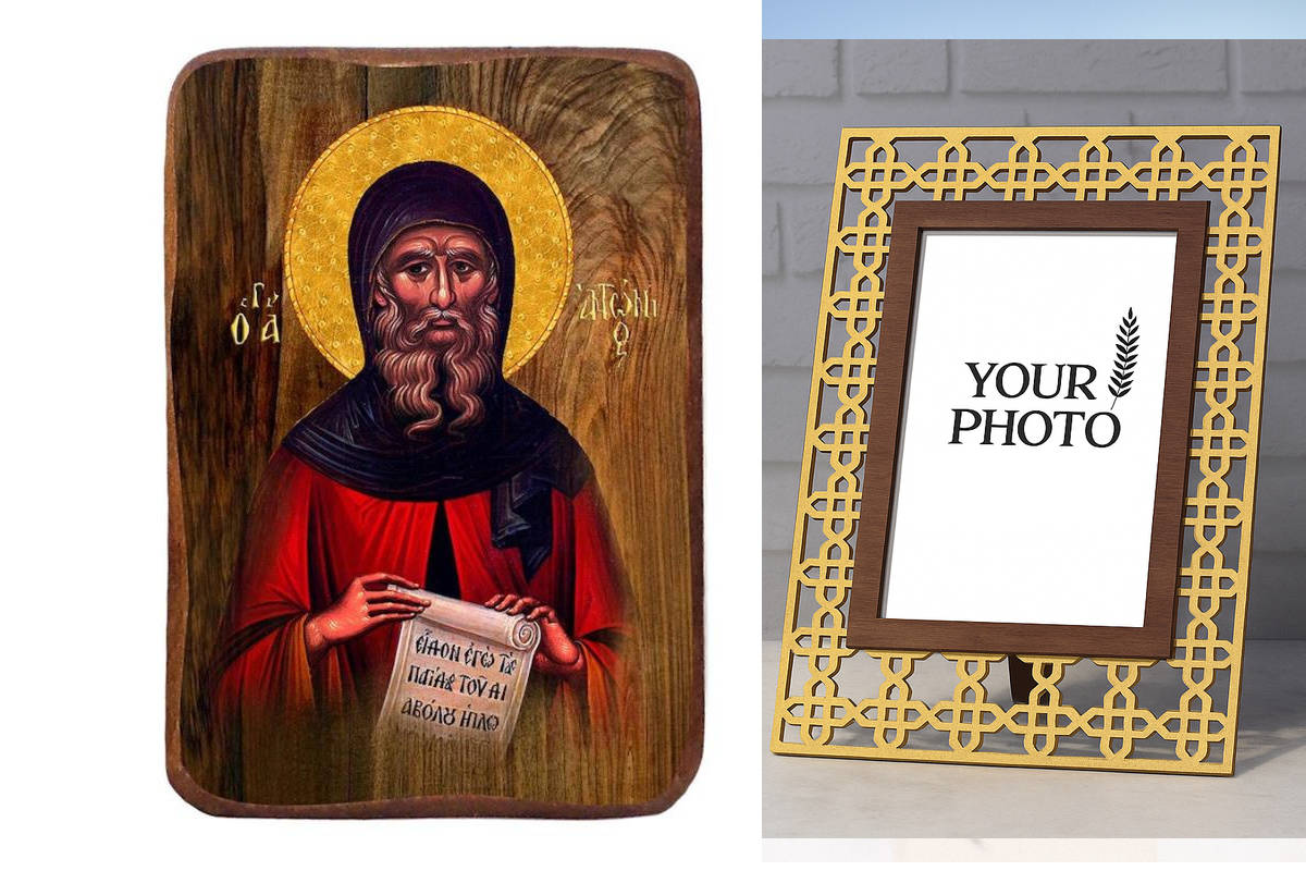 Εικόνα Ορθοδοξίας Πολυτελείας  με  σχεδιο Σταυρούς μαζι με  Βάση σε  8 χρώματα με περίγραμμα χρυσό σε ξύλο Plywood (Πλακάζ)   με  βάση Μπομπονιέρα Βάπτισης Αγίου Αντωνίου Σετ 20 τεμαχίων, Εικόνα Βάπτισης, Χειροποίητη Βυζαντινή εικόνα Bomboniera 9x6cm, Χρι