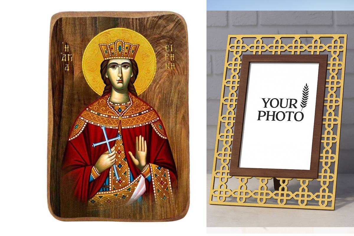 Εικόνα Ορθοδοξίας Πολυτελείας  με  σχεδιο Σταυρούς μαζι με  Βάση σε  8 χρώματα με περίγραμμα χρυσό σε ξύλο Plywood (Πλακάζ)   με  βάση Μπομπονιέρα Βάπτισης Αγίας Ειρήνης Σετ 20 τεμαχίων, Εικόνα Βάπτισης, Χειροποίητη Βυζαντινή εικόνα Bomboniera 9x6cm, Χρισ