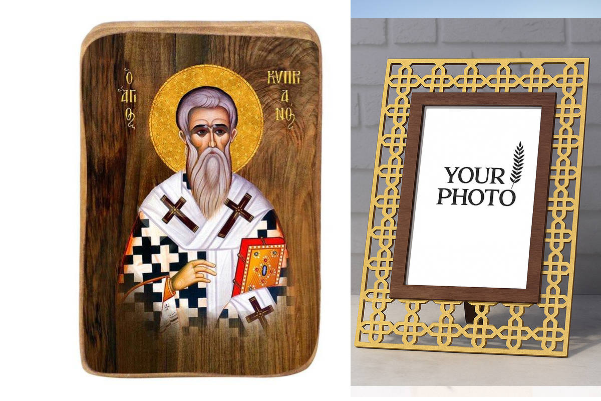 Εικόνα Ορθοδοξίας Πολυτελείας  με  σχεδιο Σταυρούς μαζι με  Βάση σε  8 χρώματα με περίγραμμα χρυσό σε ξύλο Plywood (Πλακάζ)   με  βάση Μπομπονιέρα Βάπτισης Άγιος Κύπριος Σετ 20 τεμαχίων, Εικόνα Βάπτισης, Μπομπονιέρα Χειροποίητη Βυζαντινή εικόνα 9x6cm, Χρι